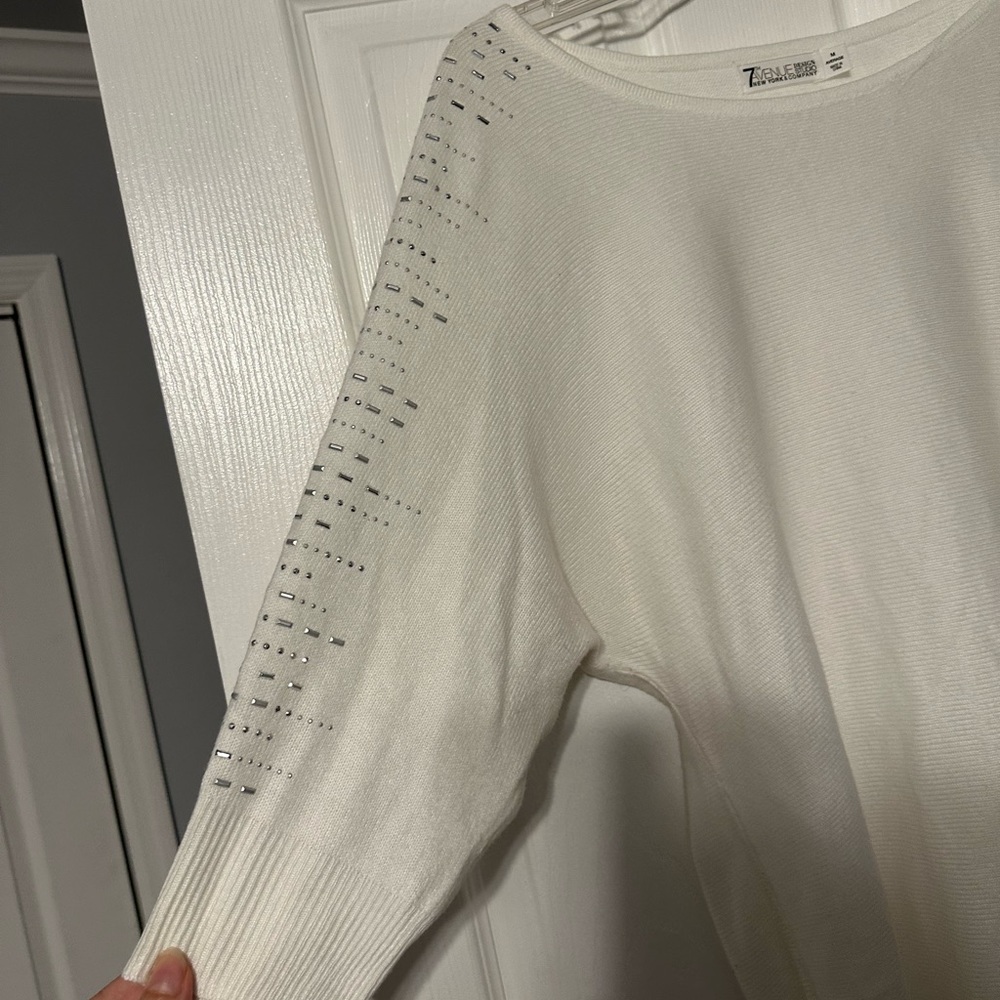 New York and Company 7th Avenue Design Studio Silver Accent Sweater - Picture 6 of 15